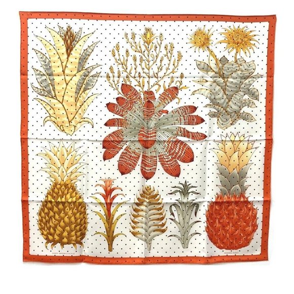 UNUSED HERMES Index Bromeliaceae Bromeliad Catalog Carre 90 Scarf - Picture 1 of 12